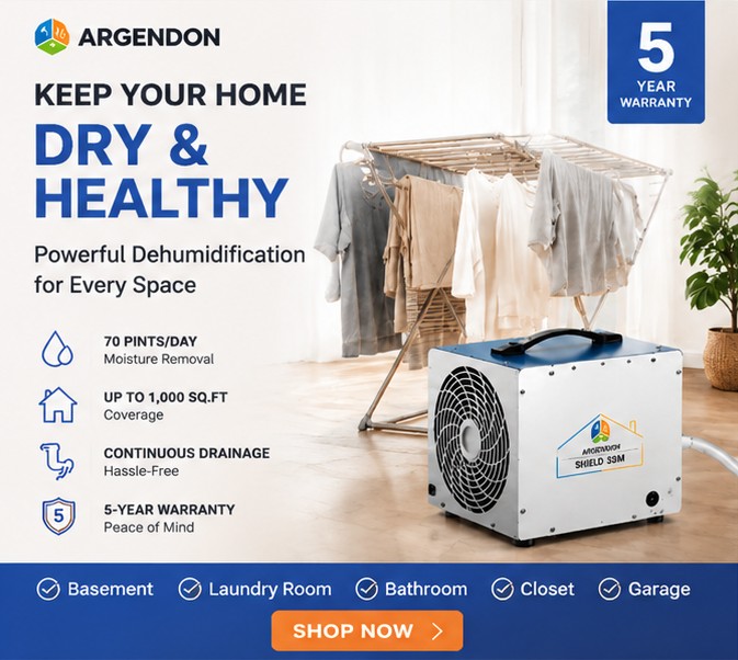 Argendon Shield 35M crawl space and basement dehumidifier promotional image