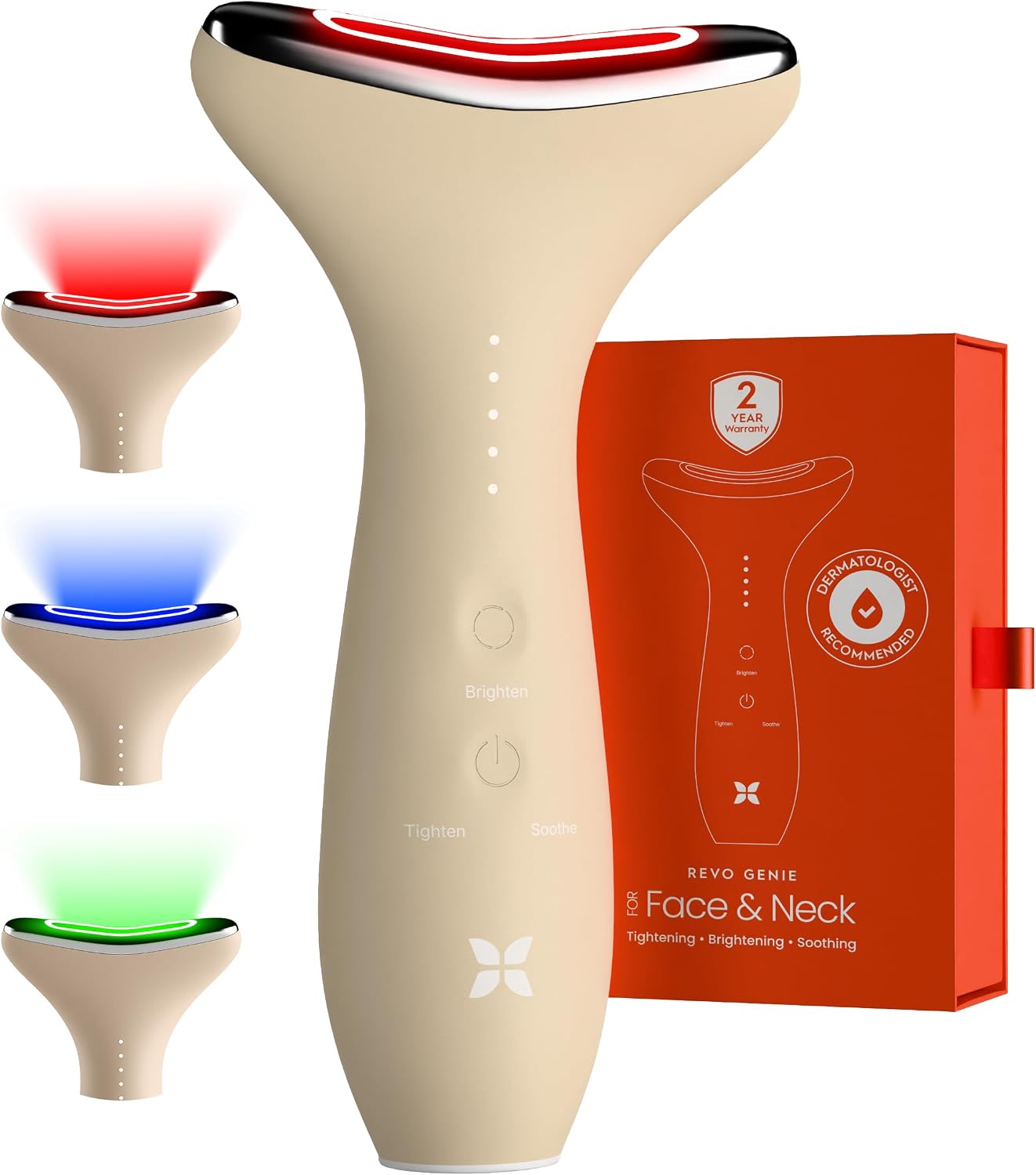 REVO Face Genie used on the face and neck in four light modes