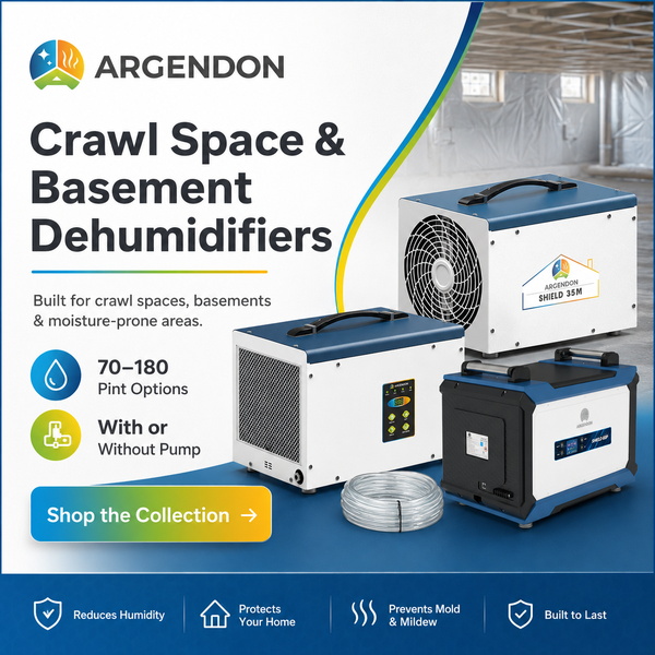 Argendon crawl space and basement dehumidifier collection banner