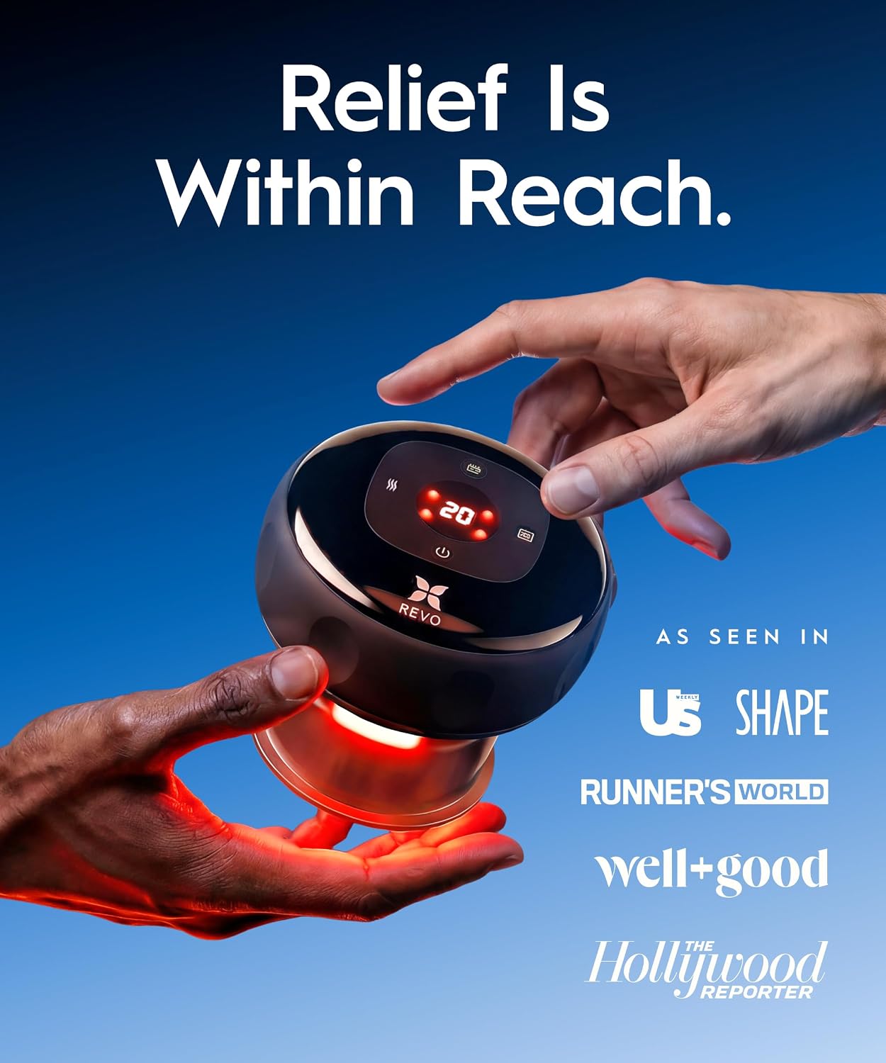 REVO Smart Cupper promotional image displaying media publication logos